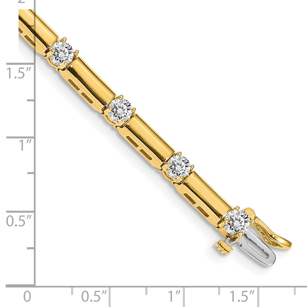 14k Holds 2.8 carat 13-3.8mm Round Diamond Bar Link 7 inch Tennis Bracelet Mounting (No Stone Included)