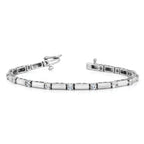 14k White Gold Holds 2.8 carat 13-3.8mm Round Diamond Bar Link 7 inch Tennis Bracelet Mounting (No Stone Included)