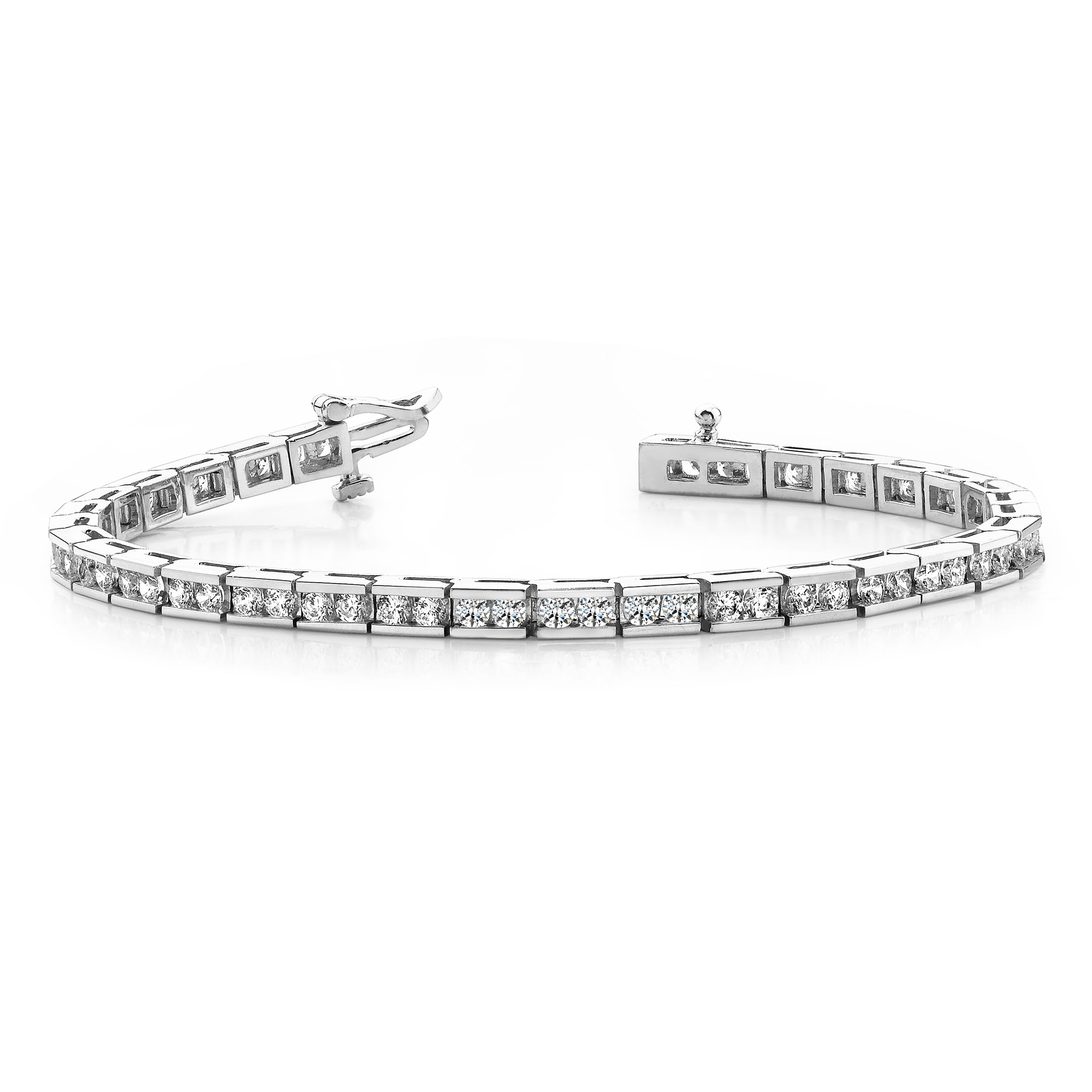 14k White Gold Holds 84 2.mm Stones 2.94ct Dia. Line Tennis Bracelet Mtg