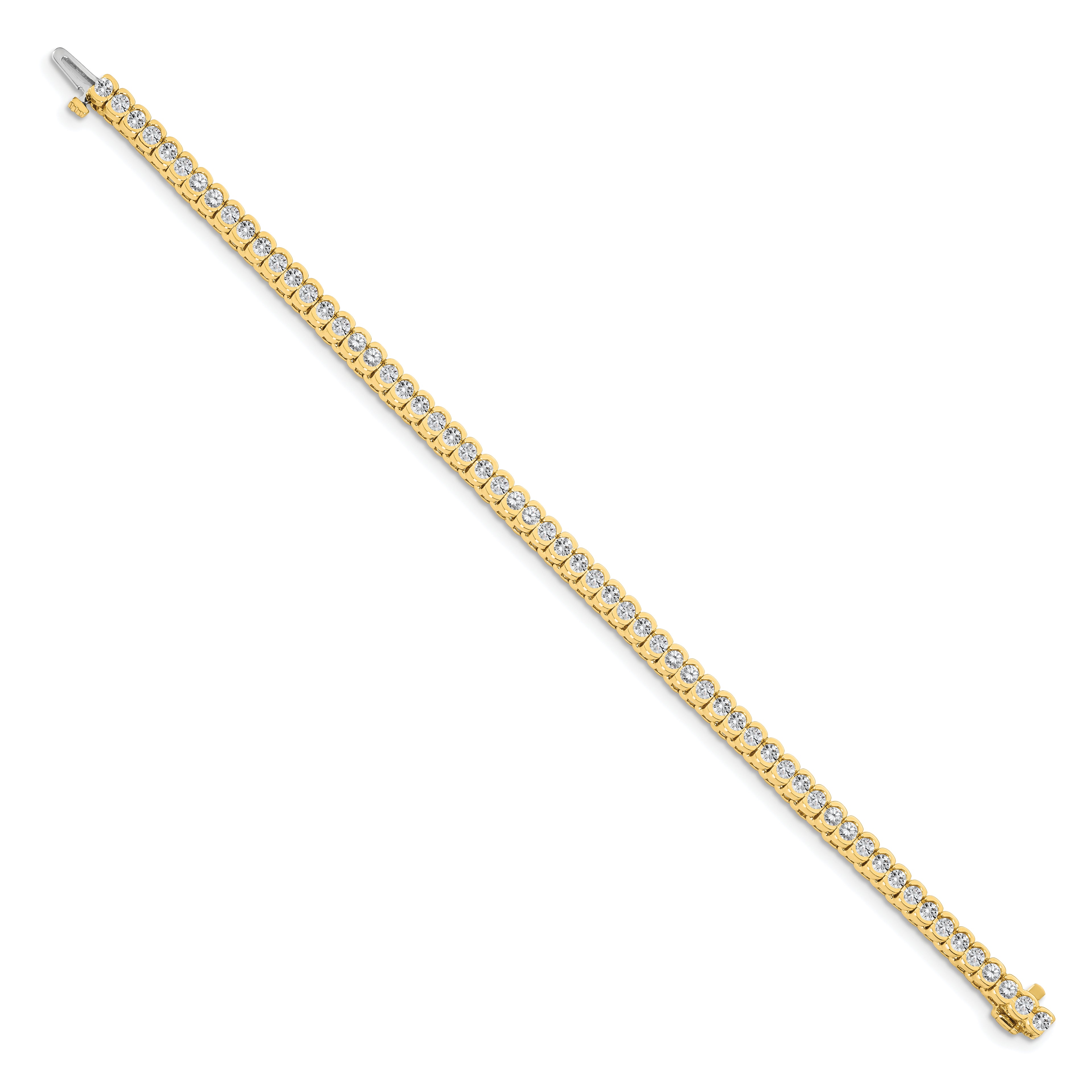 14k Holds 3.5 carat 60-2.5mm Round Diamond Half-Bezel 7 inch Tennis Bracelet Mounting (No Stone Included)