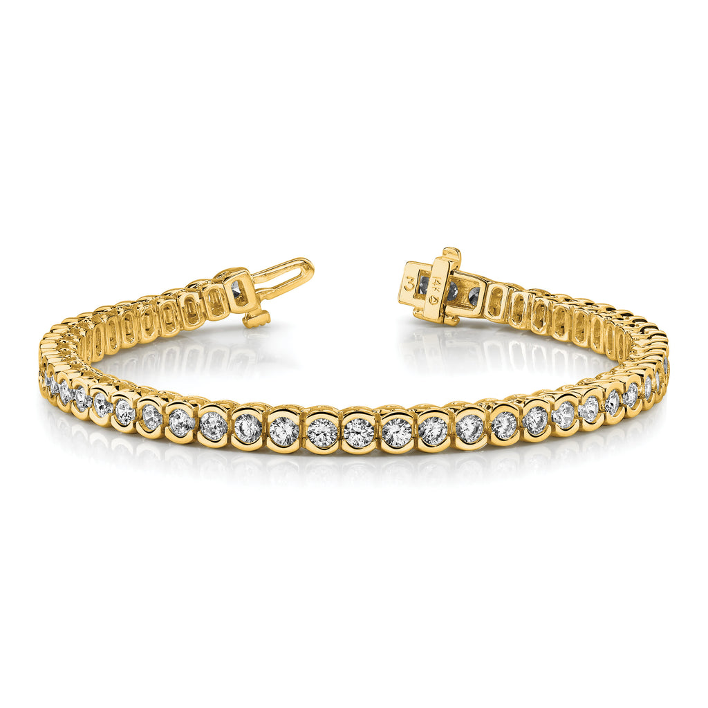 14k Holds 3.5 carat 60-2.5mm Round Diamond Half-Bezel 7 inch Tennis Bracelet Mounting (No Stone Included)