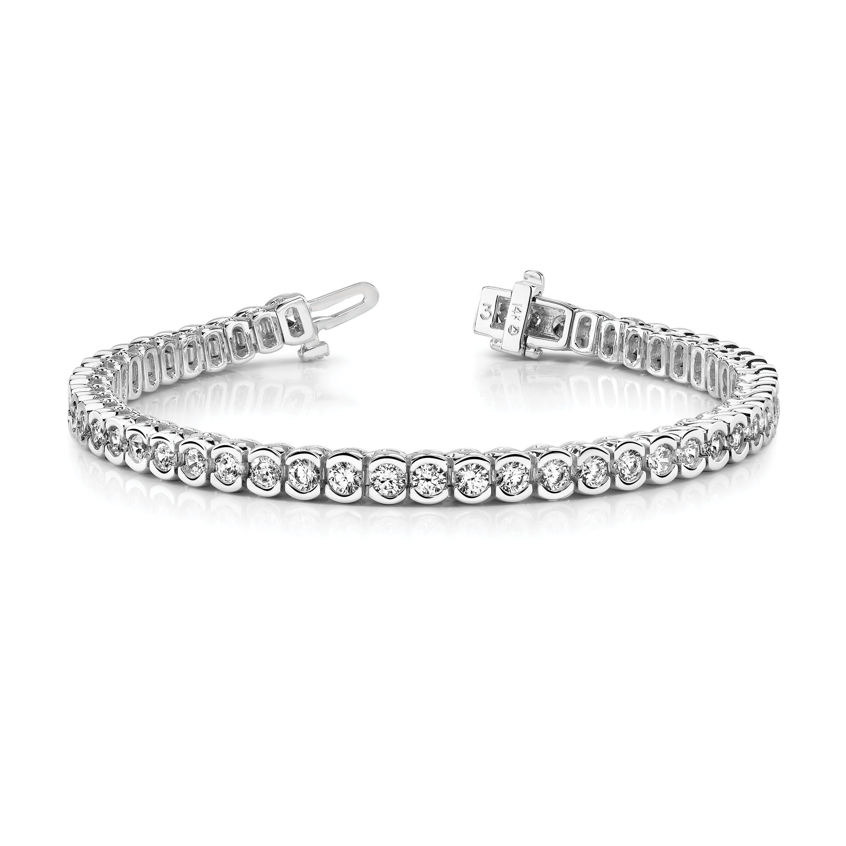 14k White Gold 3mm Round Diamond Tennis Bracelet Mounting (No Stone Included)
