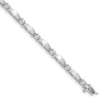 14k White Gold Holds 1.13 carat 11-3.0mm Round Diamond Curved Bar Link 7 inch Tennis Bracelet Mounting (No Stone Included)