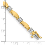 14k Two-tone Holds 2.75 carat 11-4.0mm Round Diamond Curved Bar Link 7 inch Tennis Bracelet Mounting (No Stone Included)