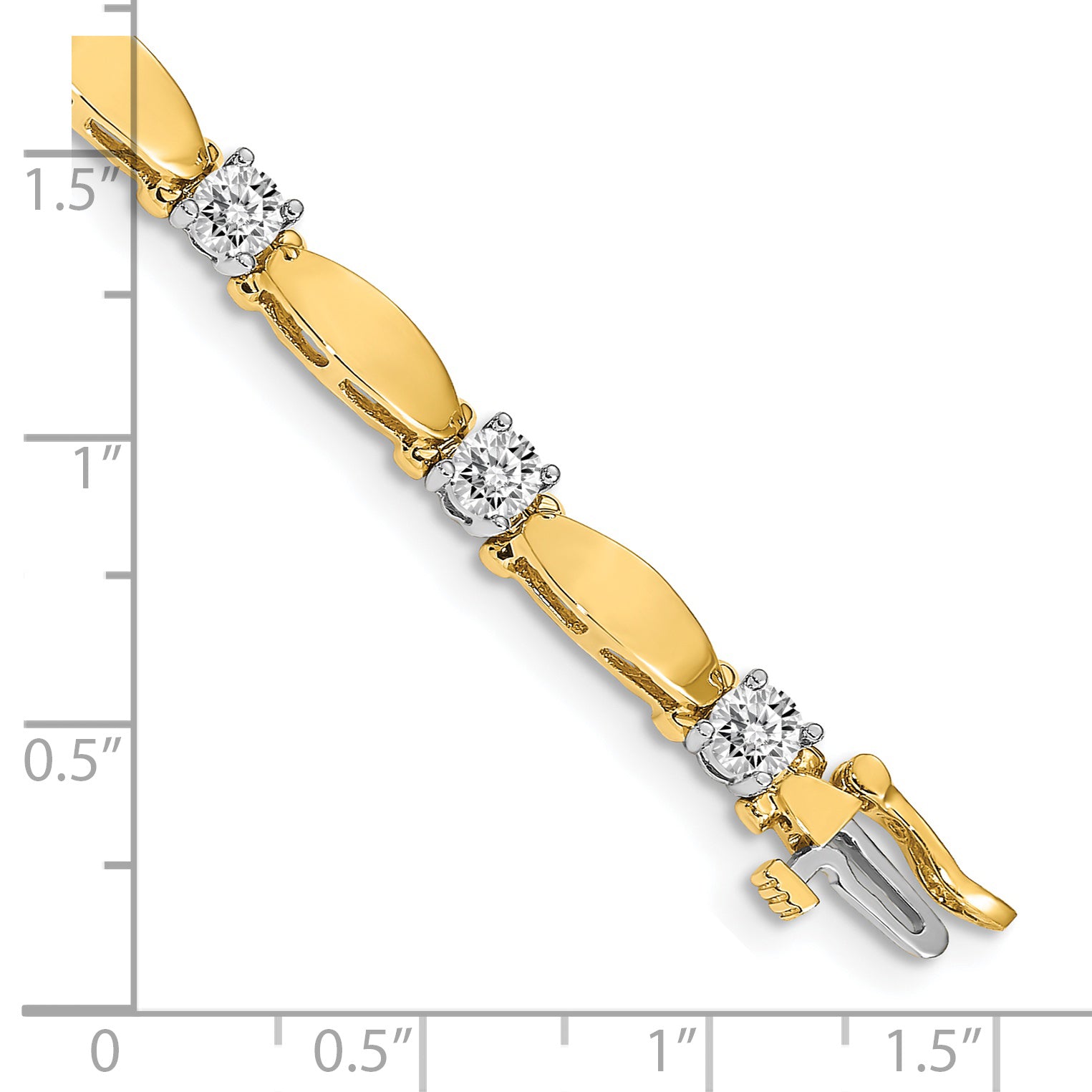 14k Two-tone Holds 2.75 carat 11-4.0mm Round Diamond Curved Bar Link 7 inch Tennis Bracelet Mounting (No Stone Included)