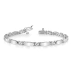 14k White Gold Holds 2.75 carat 11-4.0mm Round Diamond Curved Bar Link 7 inch Tennis Bracelet Mounting (No Stone Included)