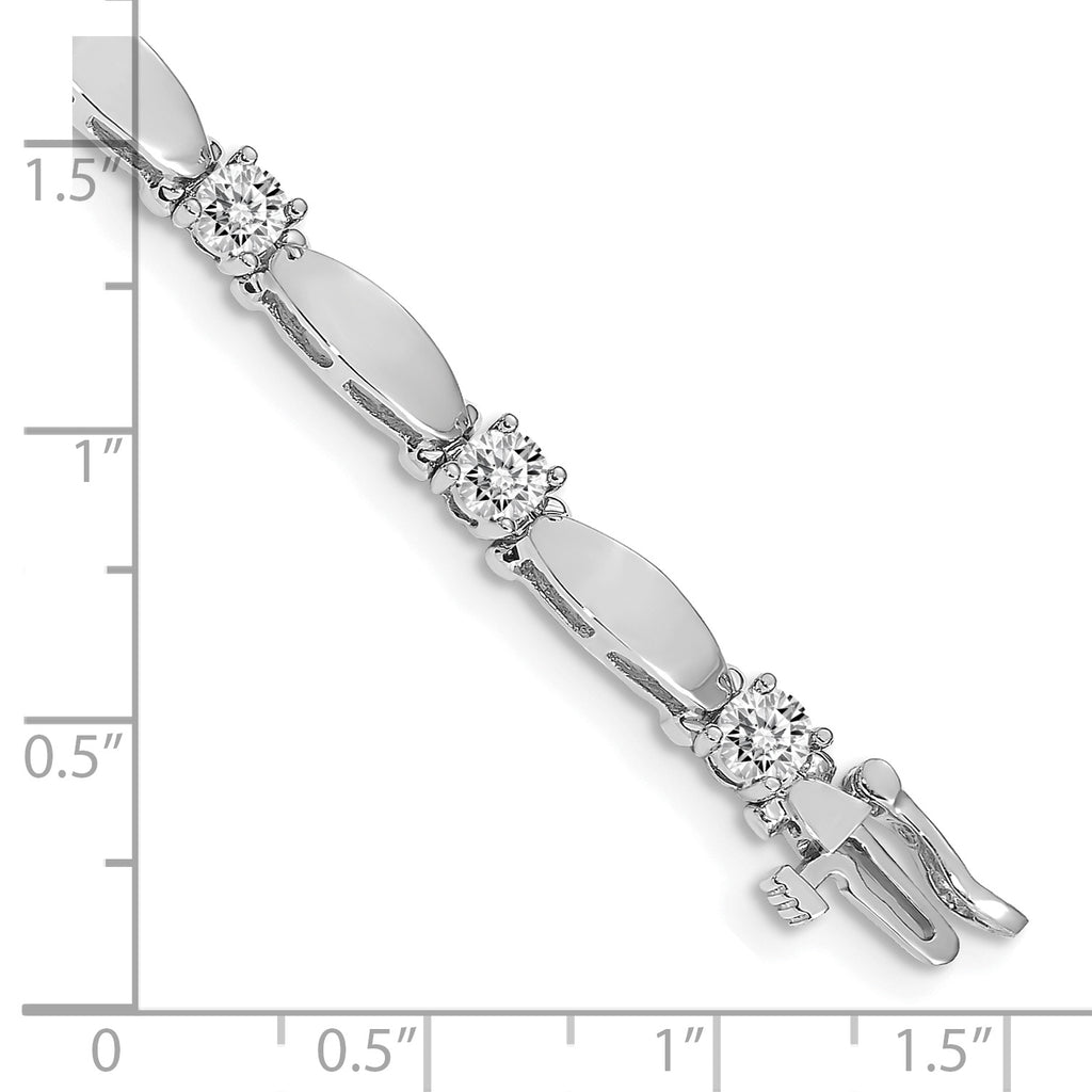 14k White Gold Holds 2.75 carat 11-4.0mm Round Diamond Curved Bar Link 7 inch Tennis Bracelet Mounting (No Stone Included)