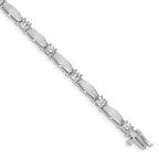 14k White Gold Holds 2.75 carat 11-4.0mm Round Diamond Curved Bar Link 7 inch Tennis Bracelet Mounting (No Stone Included)