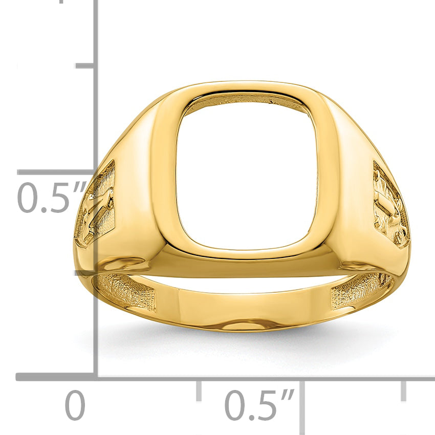 14k Men's Polished and Textured Masonic Ring Mounting (No Stones Included)