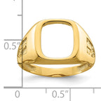 14k Men's Polished and Textured Masonic Ring Mounting (No Stones Included)