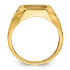 14k Men's Polished and Grooved Masonic Ring Mounting (No Stones Included)