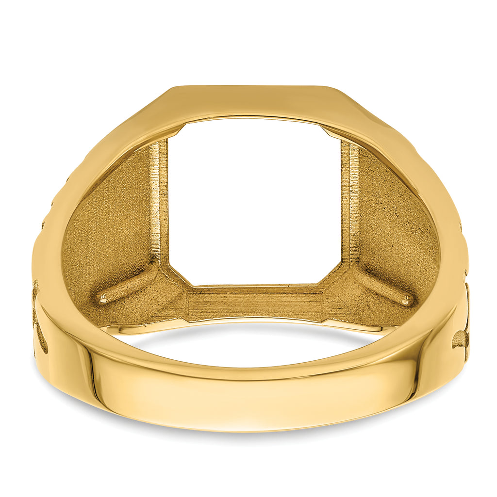 14k Men's Polished and Grooved Masonic Ring Mounting (No Stones Included)