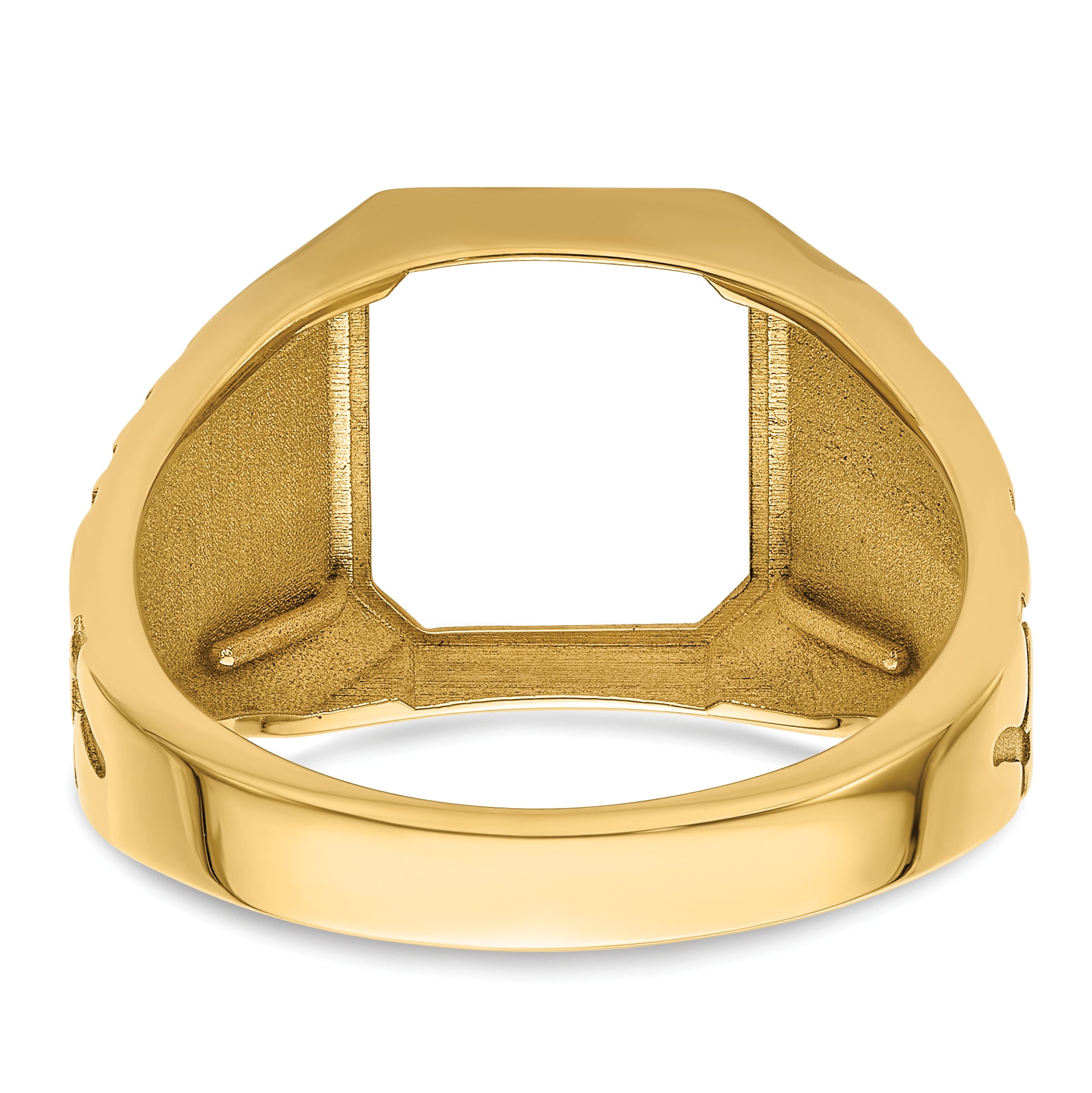 14k Men's Polished and Grooved Masonic Ring Mounting (No Stones Included)
