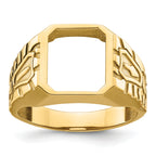 14k Men's Polished and Grooved Masonic Ring Mounting (No Stones Included)