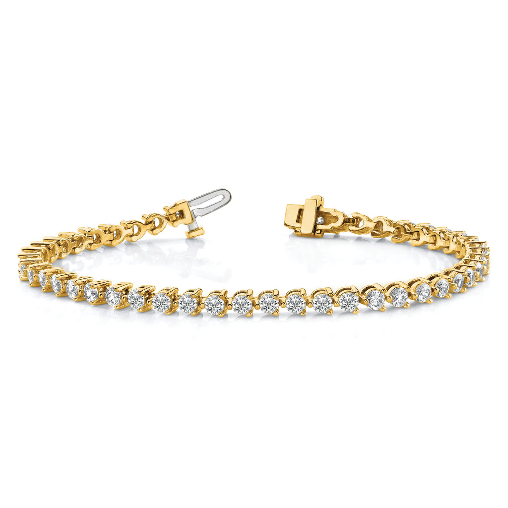14k Holds 2.4 carat 59-2.2mm Round Diamond 3-prong 7 inch Tennis Bracelet Mounting (No Stone Included)