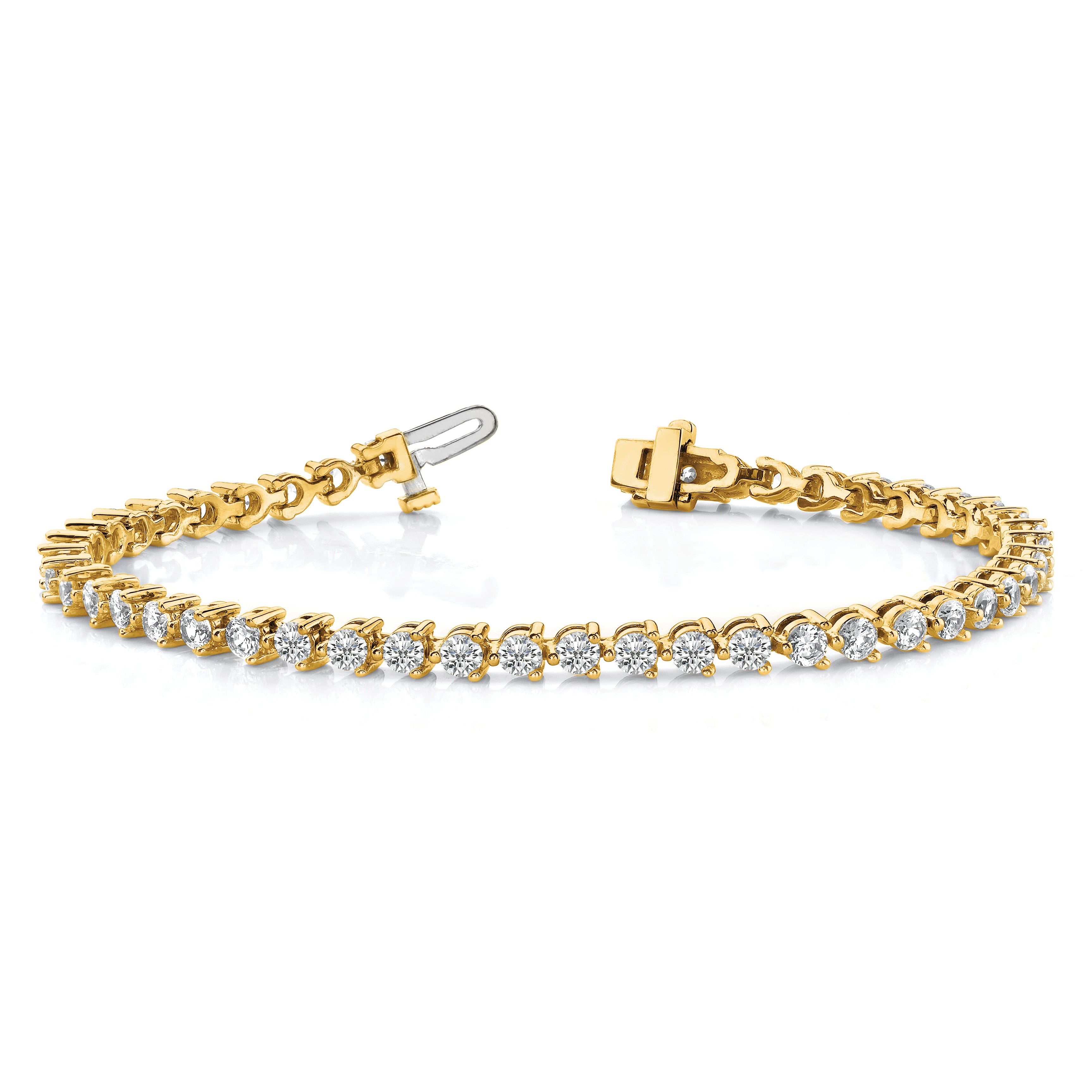 14k Complete 2.4 carat Round AA Diamond 3-prong 7 inch Tennis Bracelet