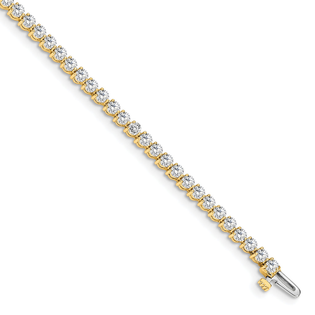 14k Holds 2.4 carat 59-2.2mm Round Diamond 3-prong 7 inch Tennis Bracelet Mounting (No Stone Included)