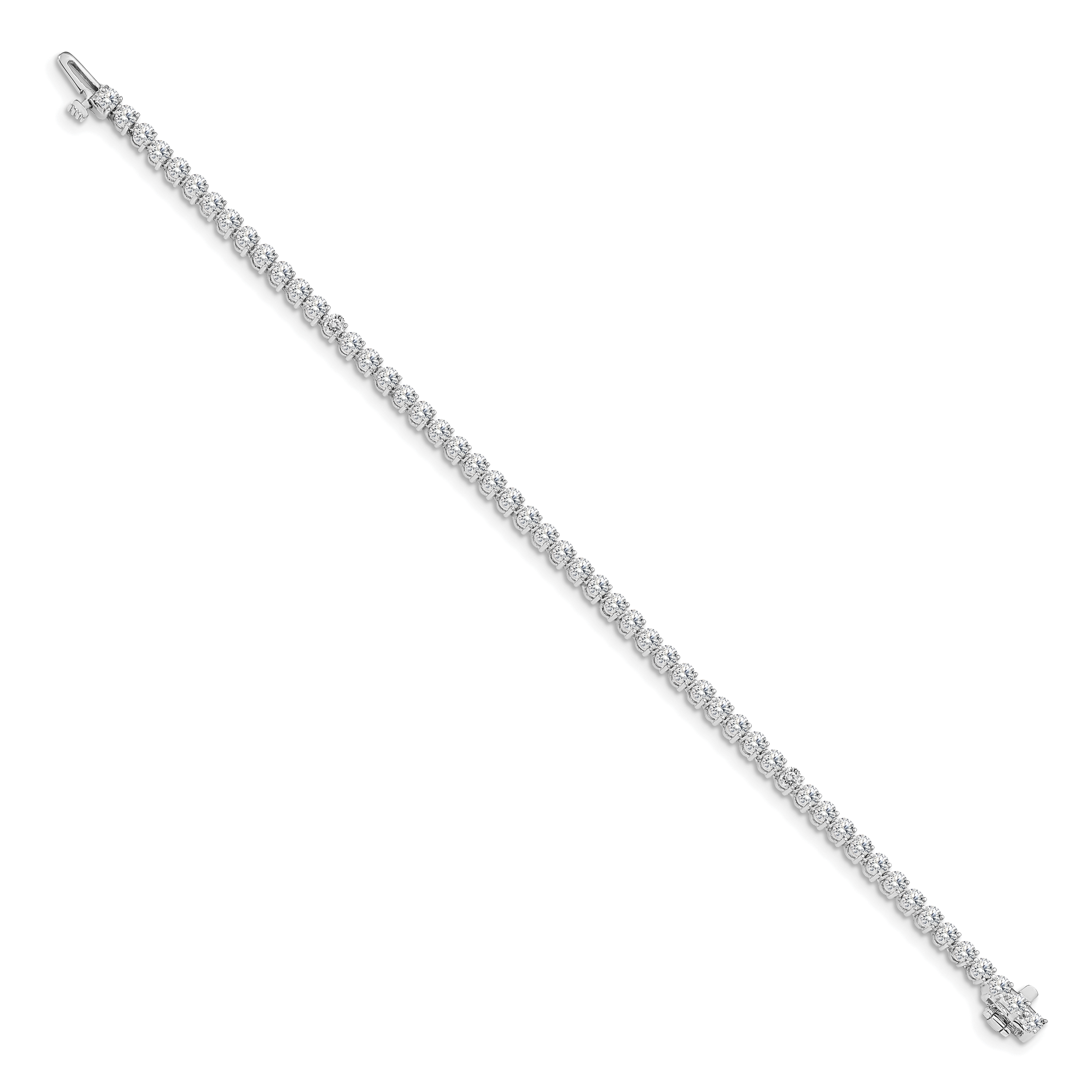 14k White Gold Holds 2.4 carat 59-2.2mm Round Diamond 3-prong 7 inch Tennis Bracelet Mounting (No Stone Included) Secondary image