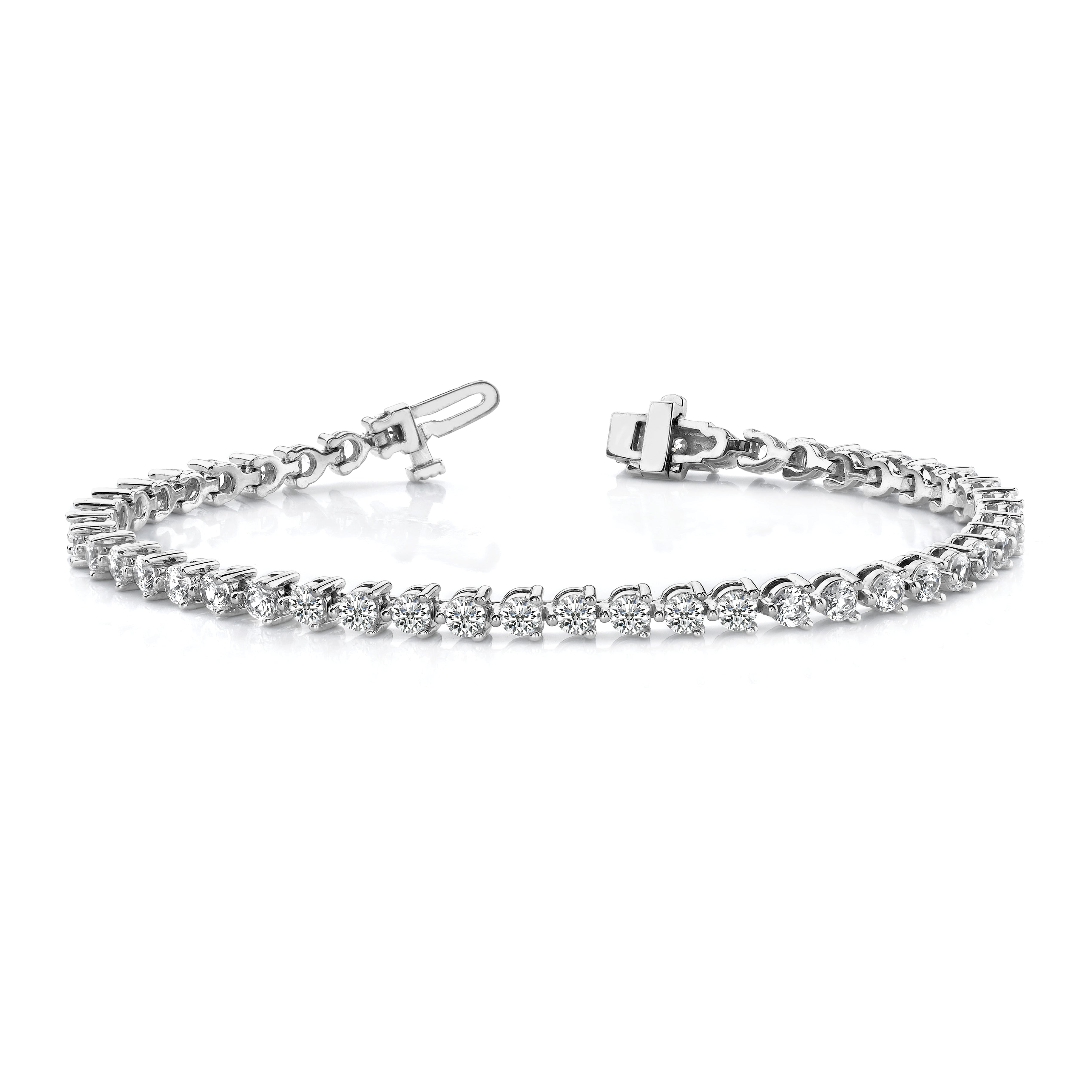 14k White Gold 2 3/8 carat Lab Grown Diamond VS/SI+ G+ Tennis Bracelet