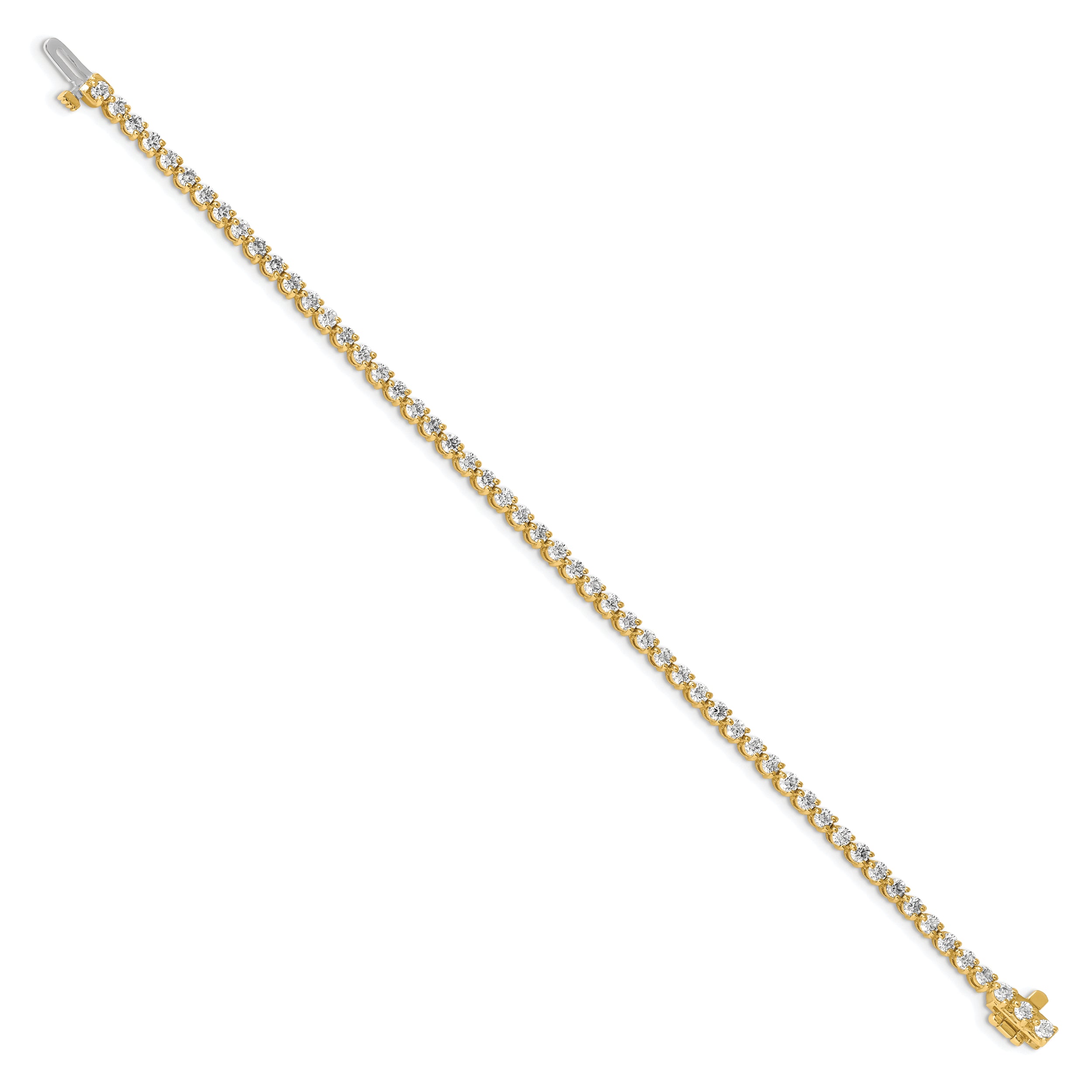 14k Holds 3.3 carat 56-2.5mm Round Diamond 3-prong 7 inch Tennis Bracelet Mounting (No Stone Included)