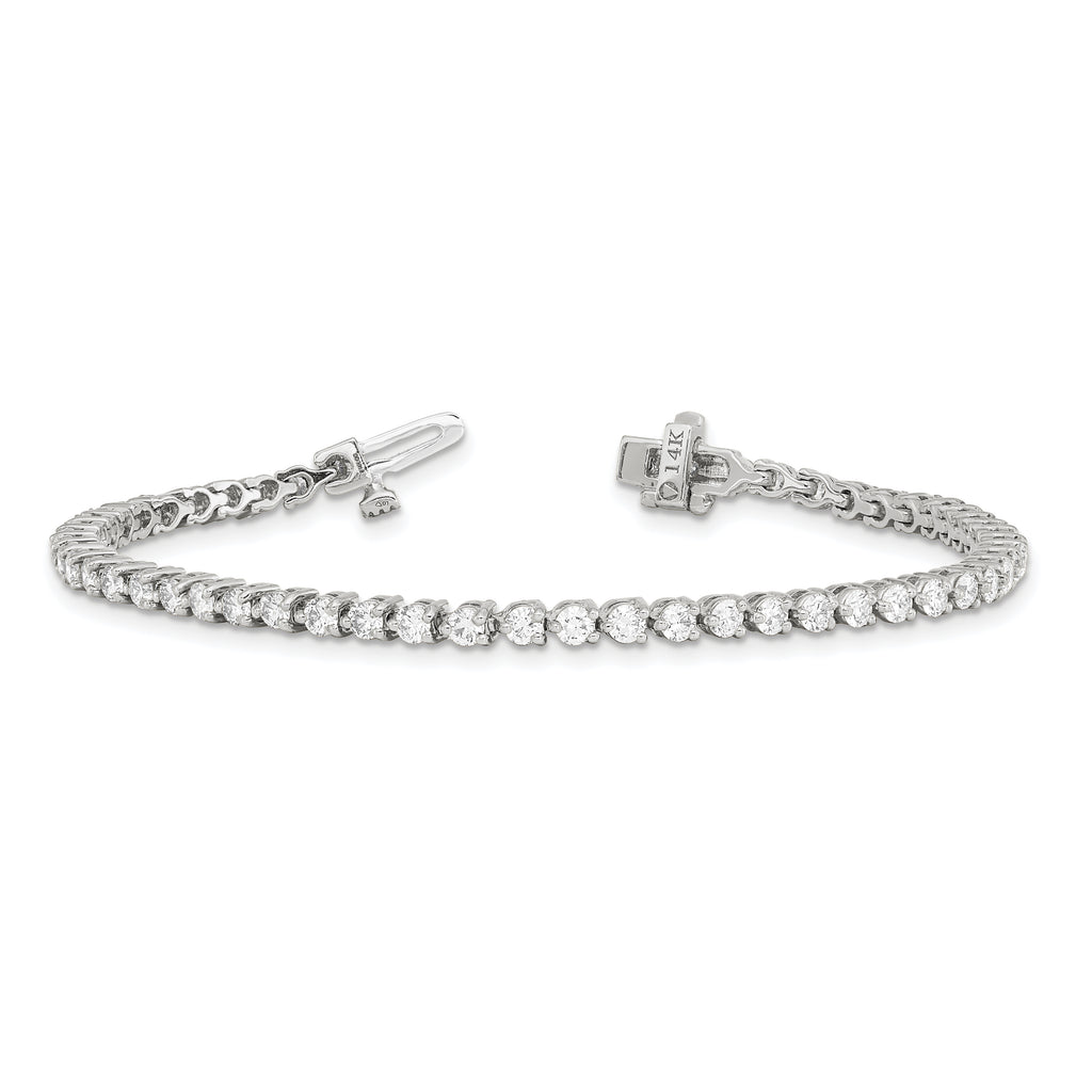 14k White Gold 3 1/3 carat Lab Grown Diamond VS/SI+ G+ Complete Tennis Bracelet