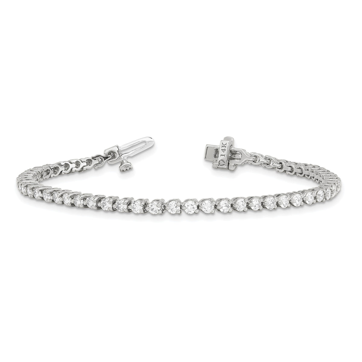 Lab-Grown Diamond Tennis Bracelet in 14K White Gold, 3mm (2 3/4 ct. tw.), 7 Inch - Sophia Jewelers