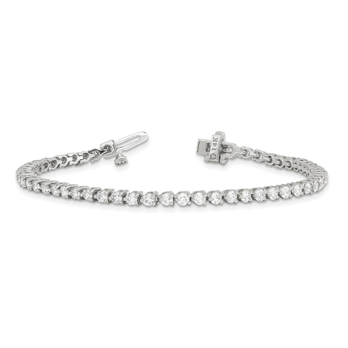 Lab-Grown Diamond Tennis Bracelet in 14K White Gold, 3mm (2 3/4 ct. tw.), 7 Inch - Sophia Jewelers