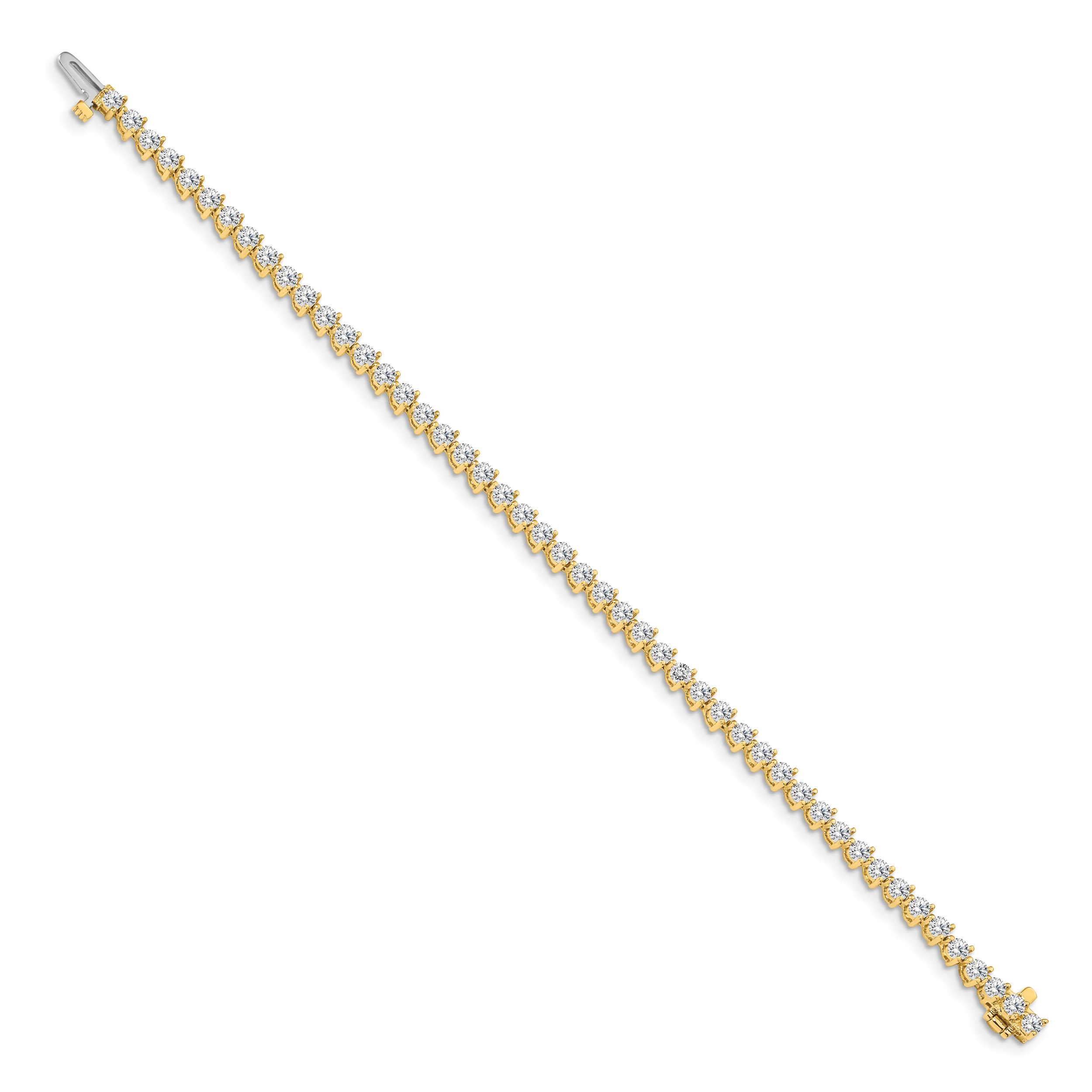 14k Holds 4.3 carat 47-2.8mm Round Diamond 3-prong 7 inch Tennis Bracelet Mounting (No Stone Included)
