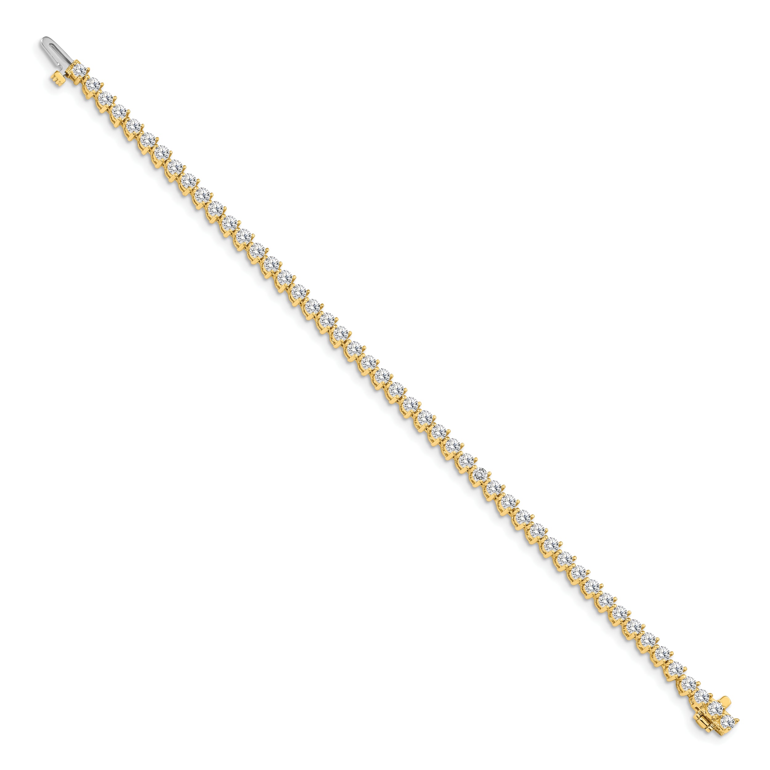 14k Complete 4.3 carat Round AA Diamond 3-prong 7 inch Tennis Bracelet