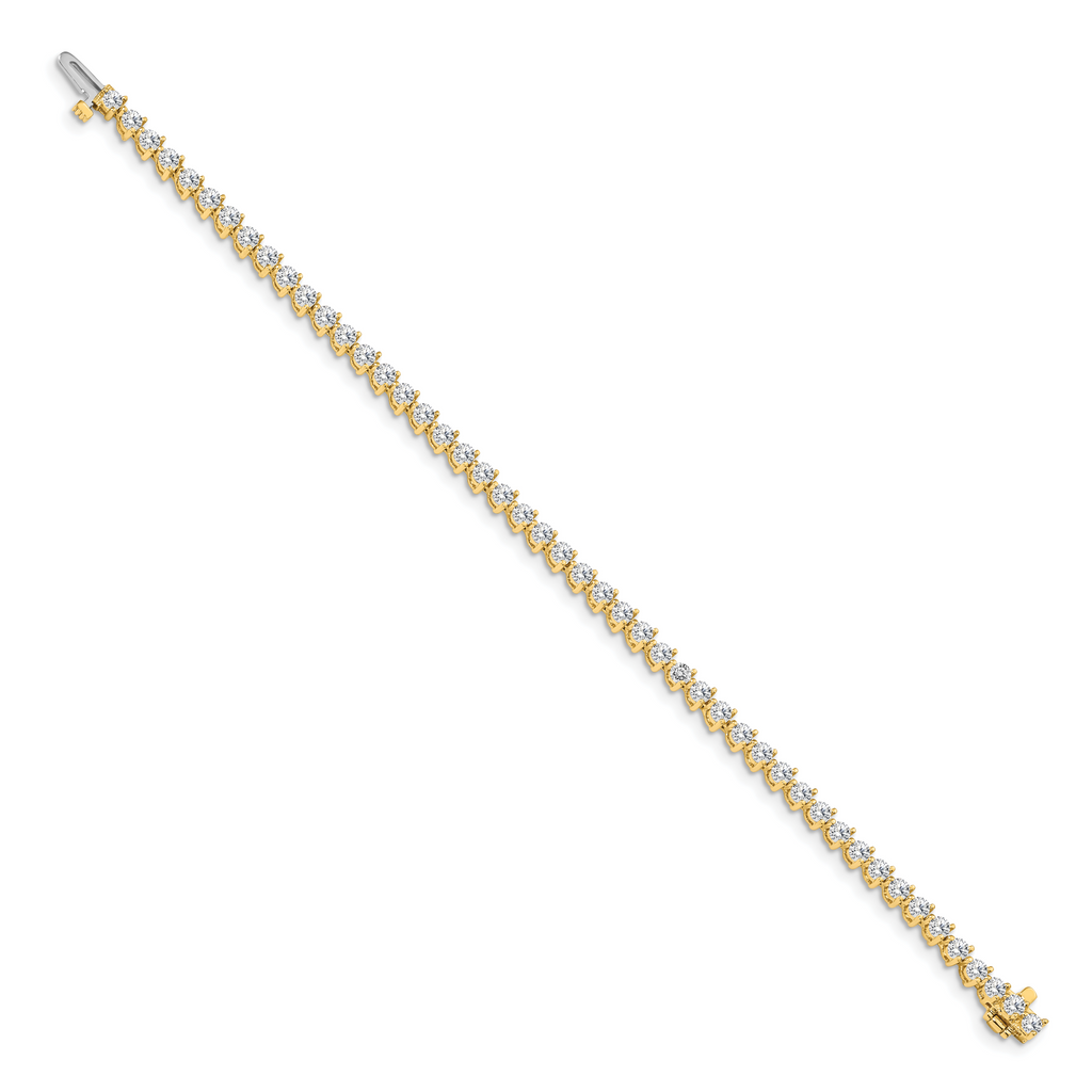 14k Complete 4.3 carat Round AA Diamond 3-prong 7 inch Tennis Bracelet