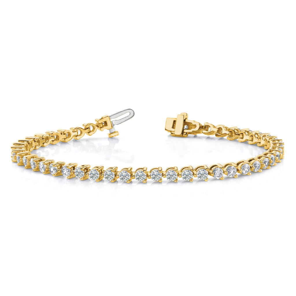 14k Holds 4.3 carat 47-2.8mm Round Diamond 3-prong 7 inch Tennis Bracelet Mounting (No Stone Included)