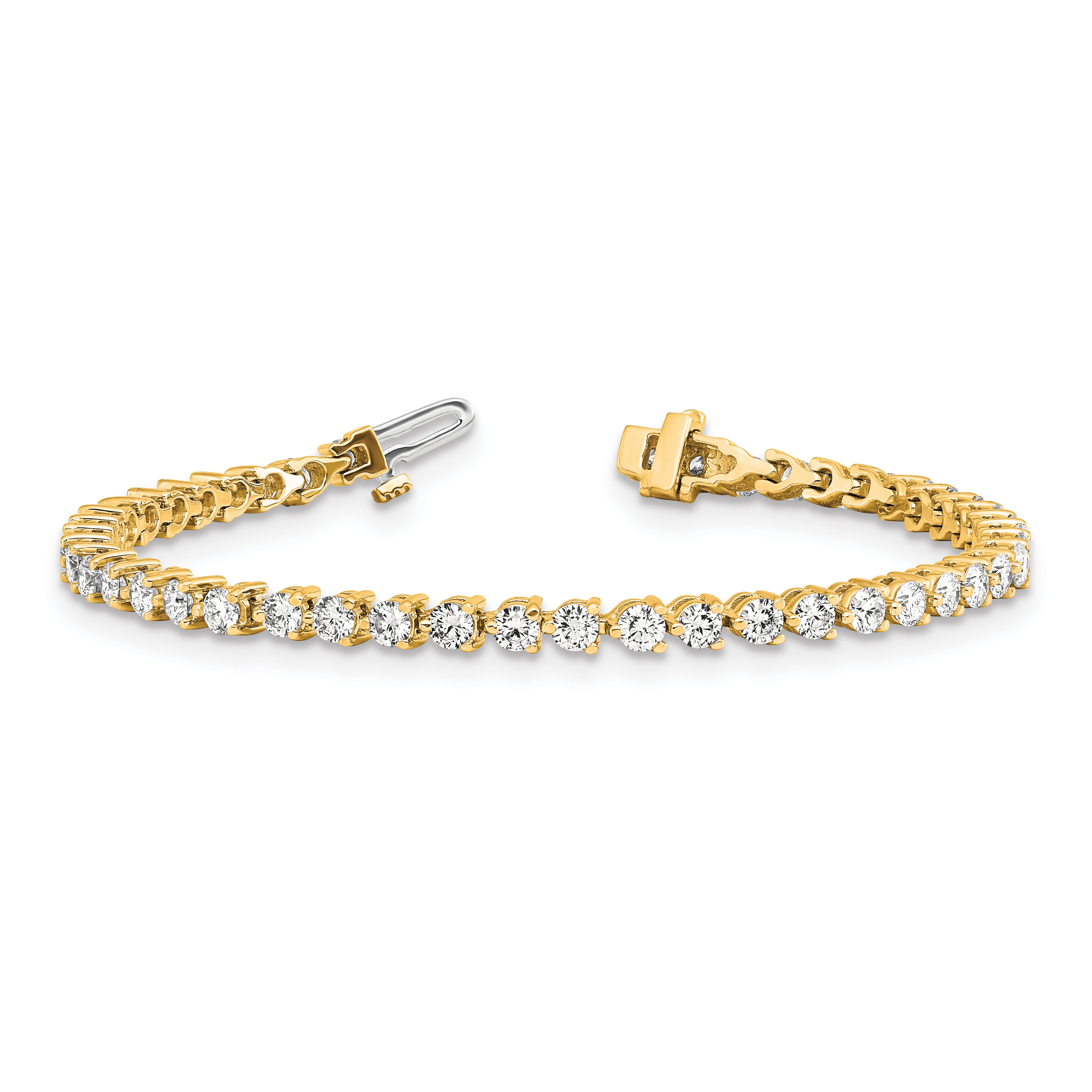 14k Holds 4.73 carat 46-3.0mm Round Diamond 3-prong Tennis Bracelet Mounting (No Stone Included)