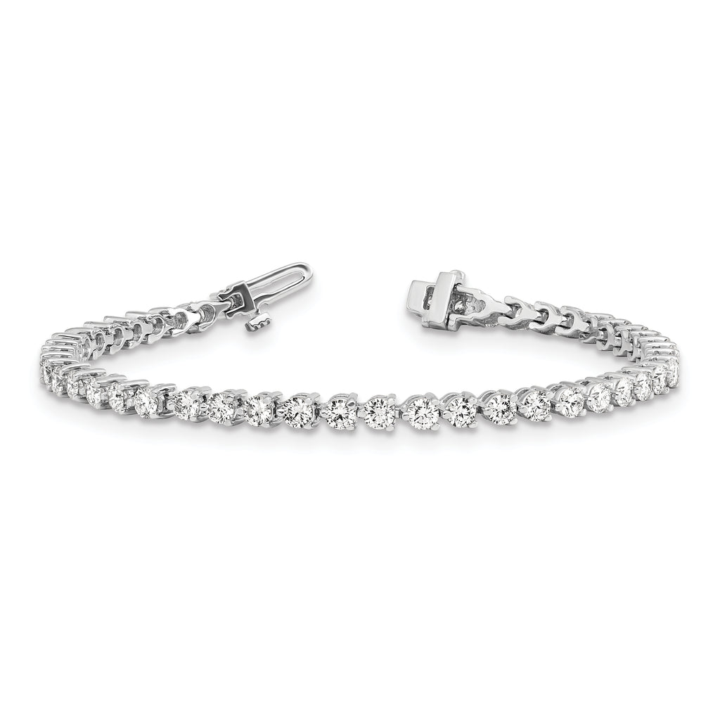 14k White Gold Complete 4.73 carat Round AA Diamond 3-prong 7 inch Tennis Bracelet