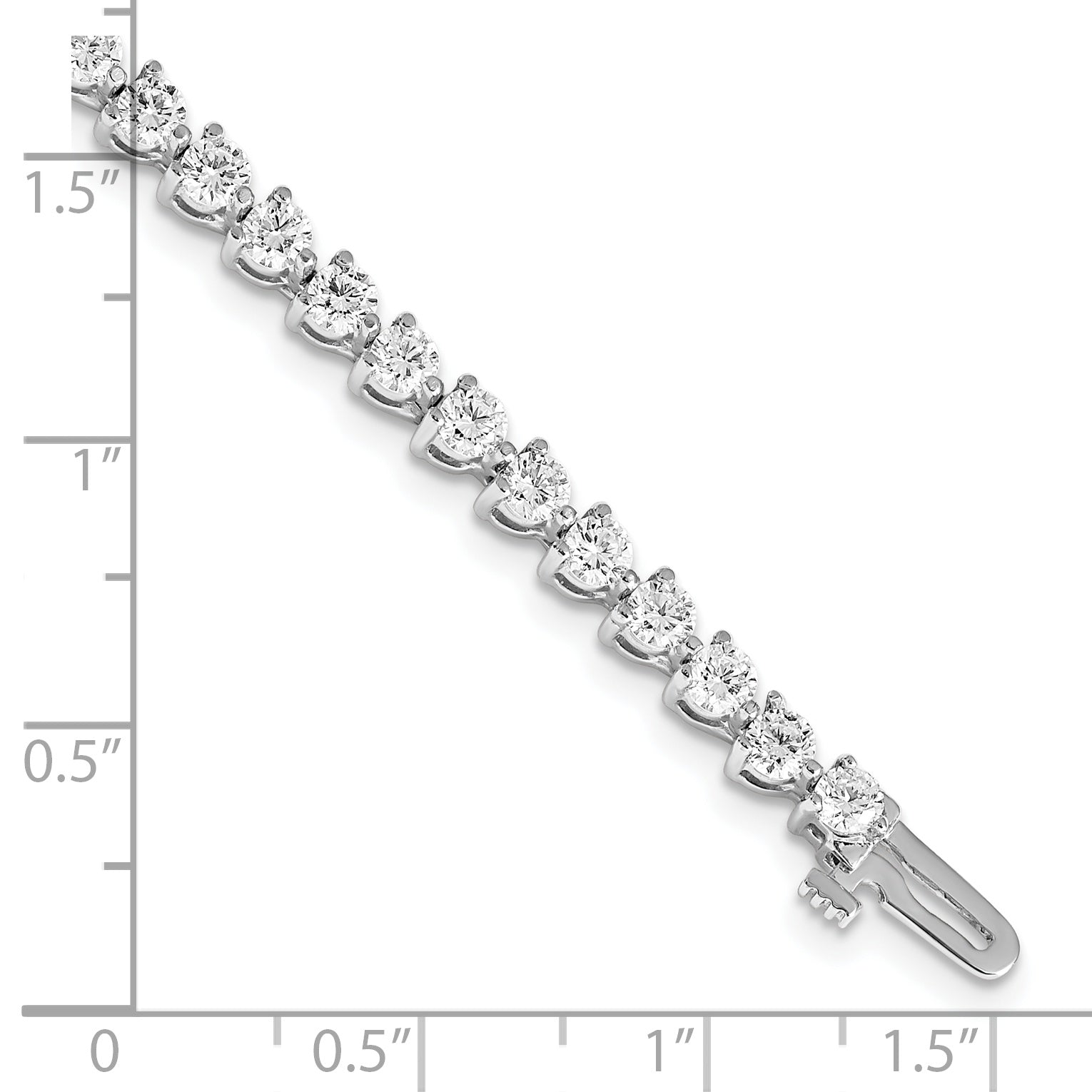 14k White Gold Complete 4.73 carat Round AA Diamond 3-prong 7 inch Tennis Bracelet