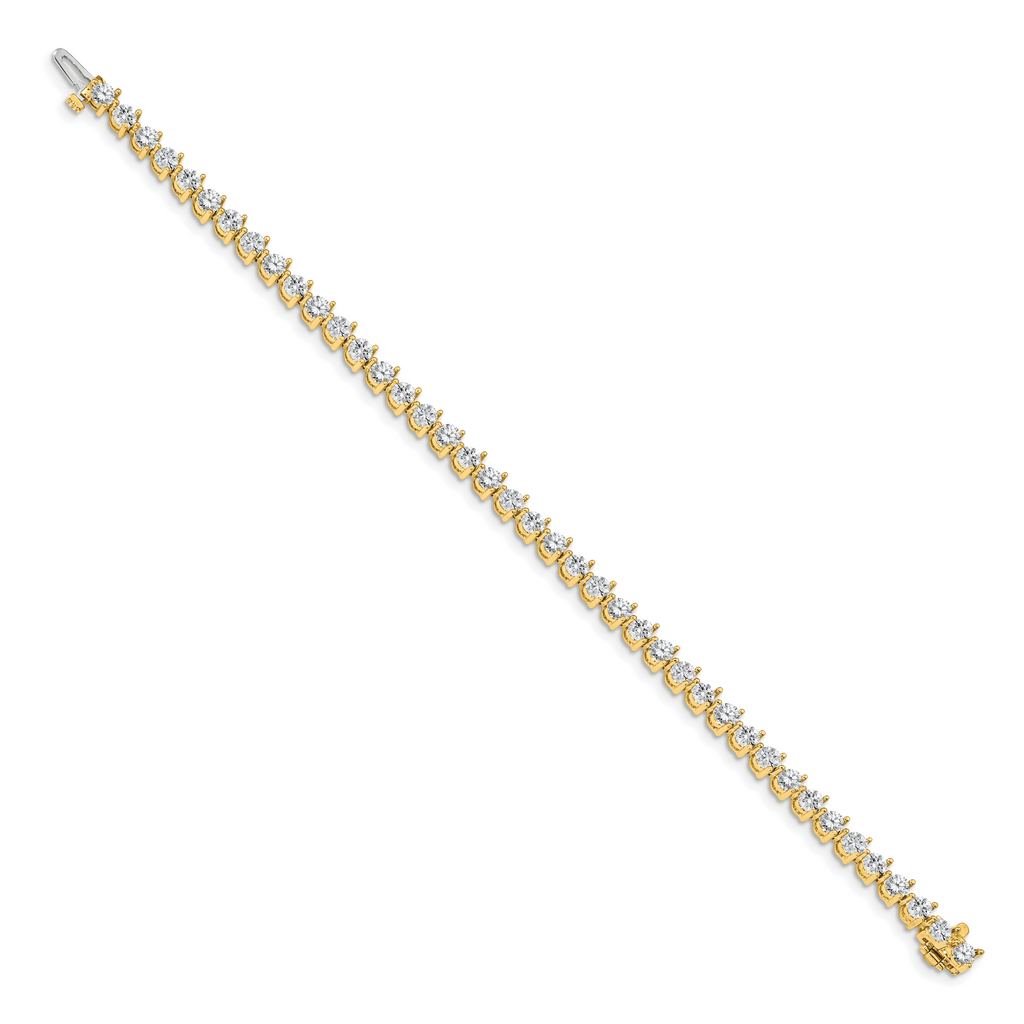 14k Holds 6.15 carat 41-3.4mm Round Diamond 3-prong 7 inch Tennis Bracelet Mounting (No Stone Included)