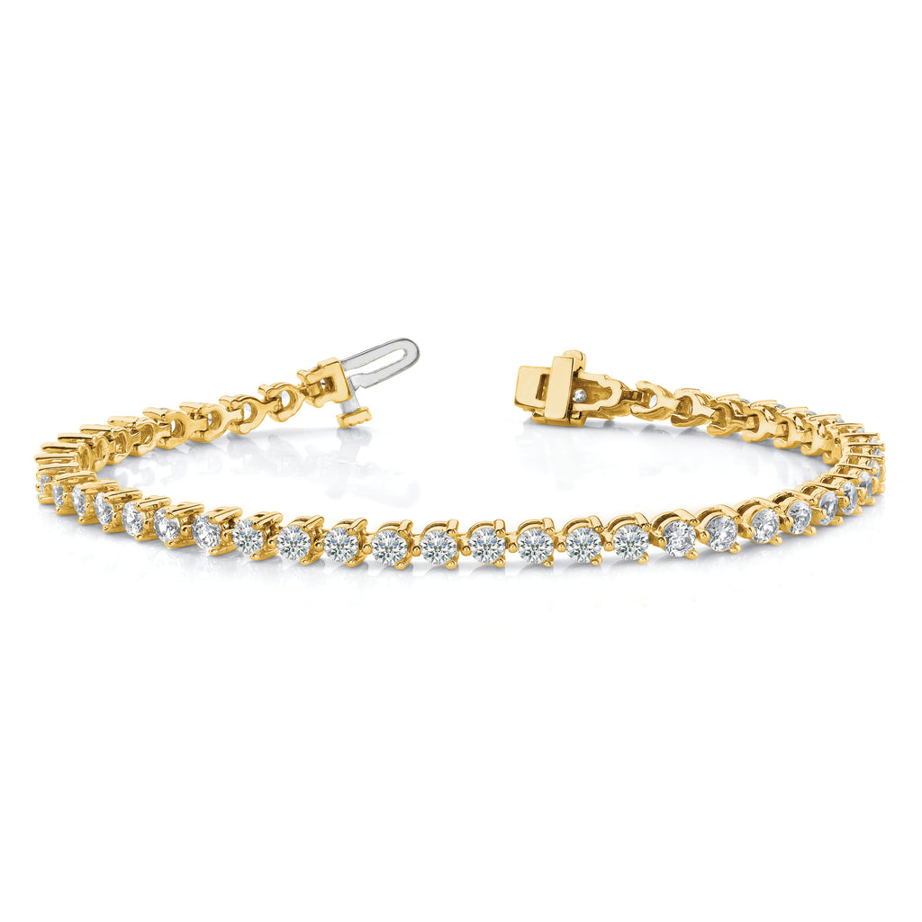 14k Holds 6.15 carat 41-3.4mm Round Diamond 3-prong 7 inch Tennis Bracelet Mounting (No Stone Included)