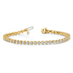 14k Holds 7 carat 38-3.6mm Round Diamond 3-prong 7 inch Tennis Bracelet Mounting (No Stone Included)