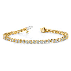 14k Holds 7 carat 38-3.6mm Round Diamond 3-prong 7 inch Tennis Bracelet Mounting (No Stone Included)