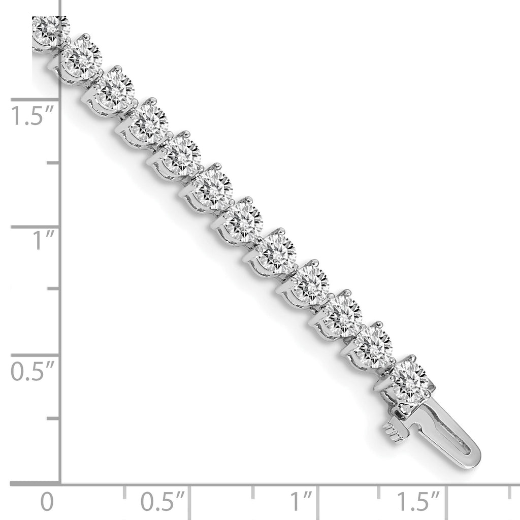 14k White Gold Holds 7 carat 38-3.6mm Round Diamond 3-prong 7 inch Tennis Bracelet Mounting (No Stone Included)