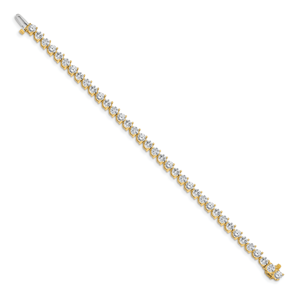 14k Holds 8.5 carat 37-3.9mm Round Diamond 3-prong 7 inch Tennis Bracelet Mounting (No Stone Included)