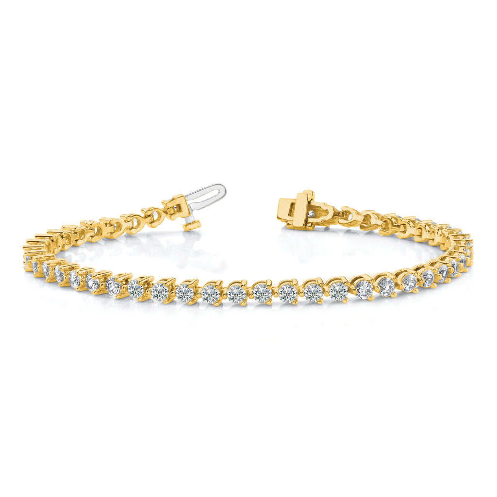 14k Holds 8.5 carat 37-3.9mm Round Diamond 3-prong 7 inch Tennis Bracelet Mounting (No Stone Included)