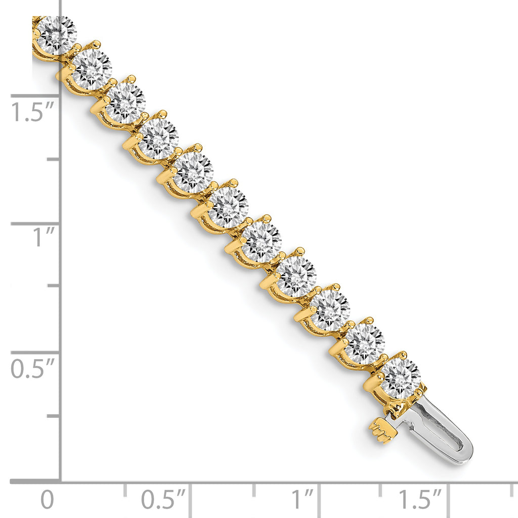 14k Holds 8.5 carat 37-3.9mm Round Diamond 3-prong 7 inch Tennis Bracelet Mounting (No Stone Included)