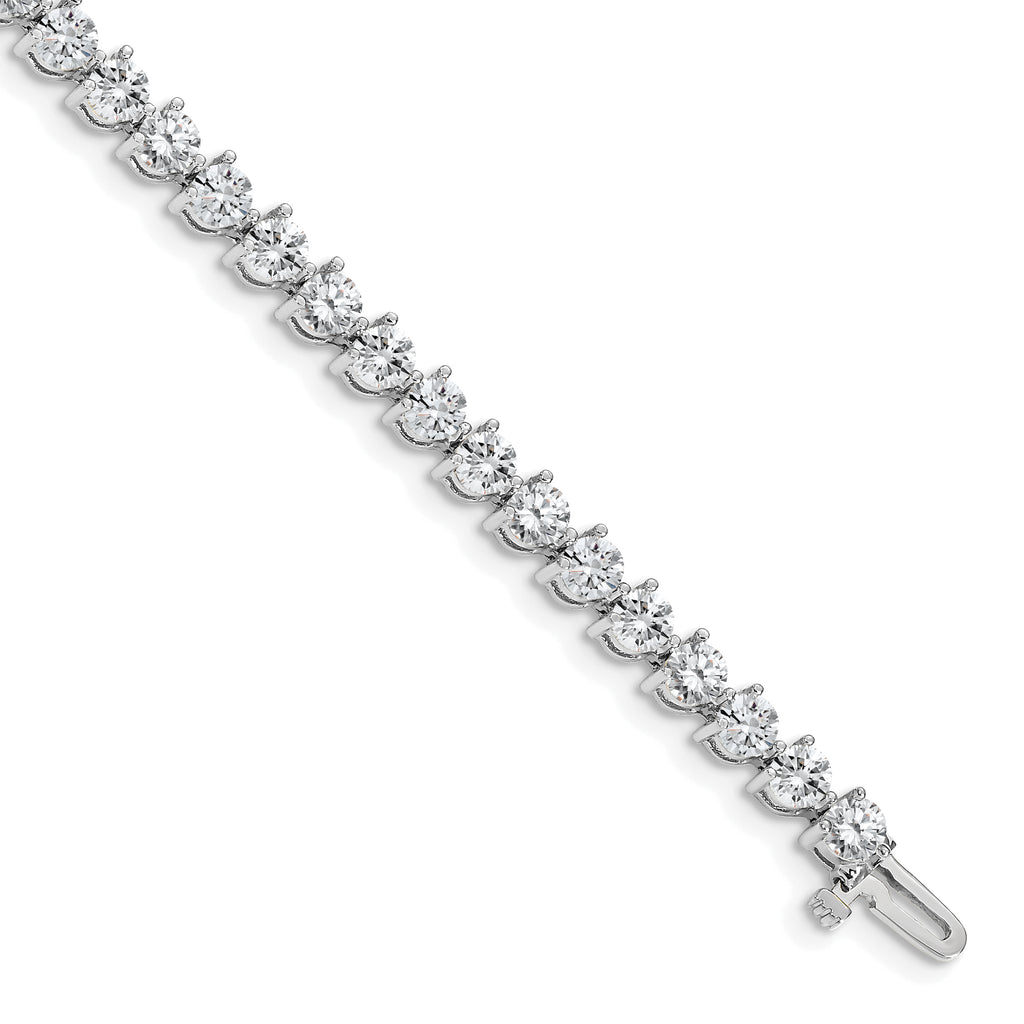 14k White Gold Holds 8.5 carat 37-3.9mm Round Diamond 3-prong 7 inch Tennis Bracelet Mounting (No Stone Included)