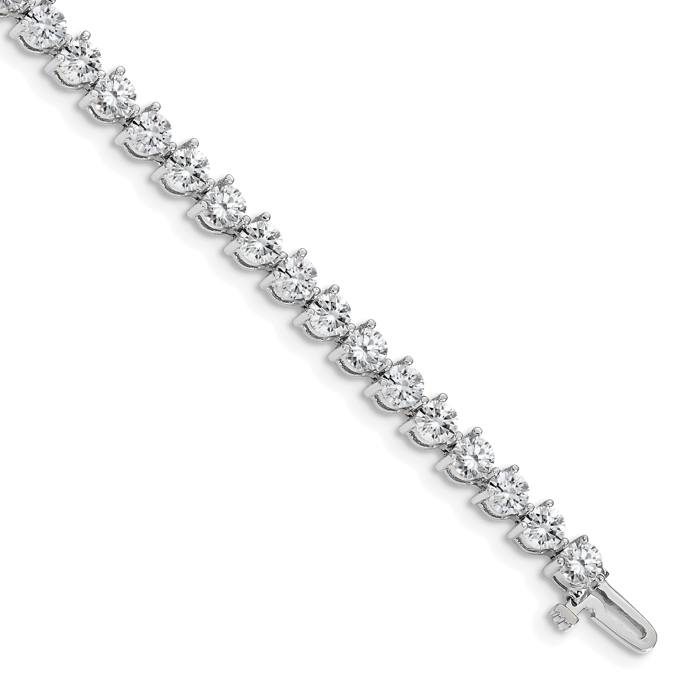 14k White Gold Holds 8.5 carat 37-3.9mm Round Diamond 3-prong 7 inch Tennis Bracelet Mounting (No Stone Included)