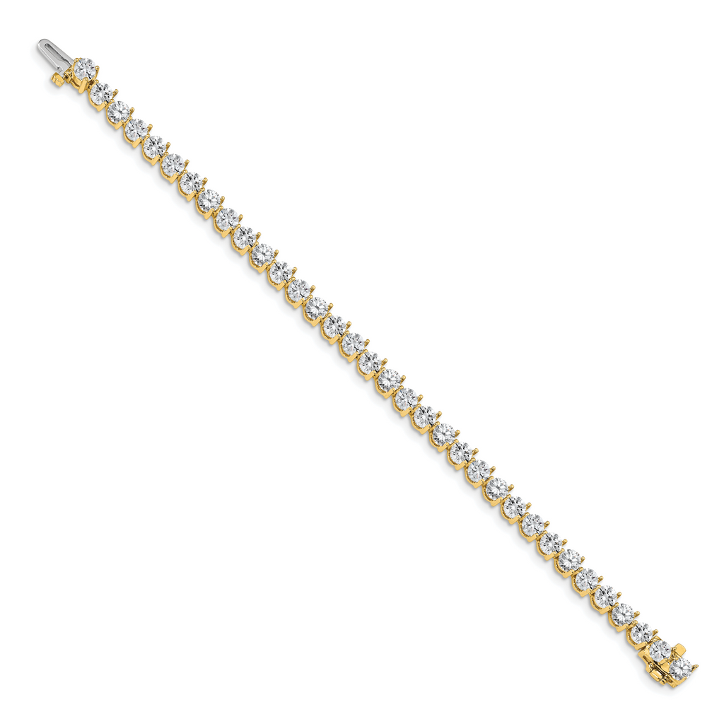 14k Holds 10.2 carat 34-4.3mm Round Diamond 3-prong 7 inch Tennis Bracelet Mounting (No Stone Included)