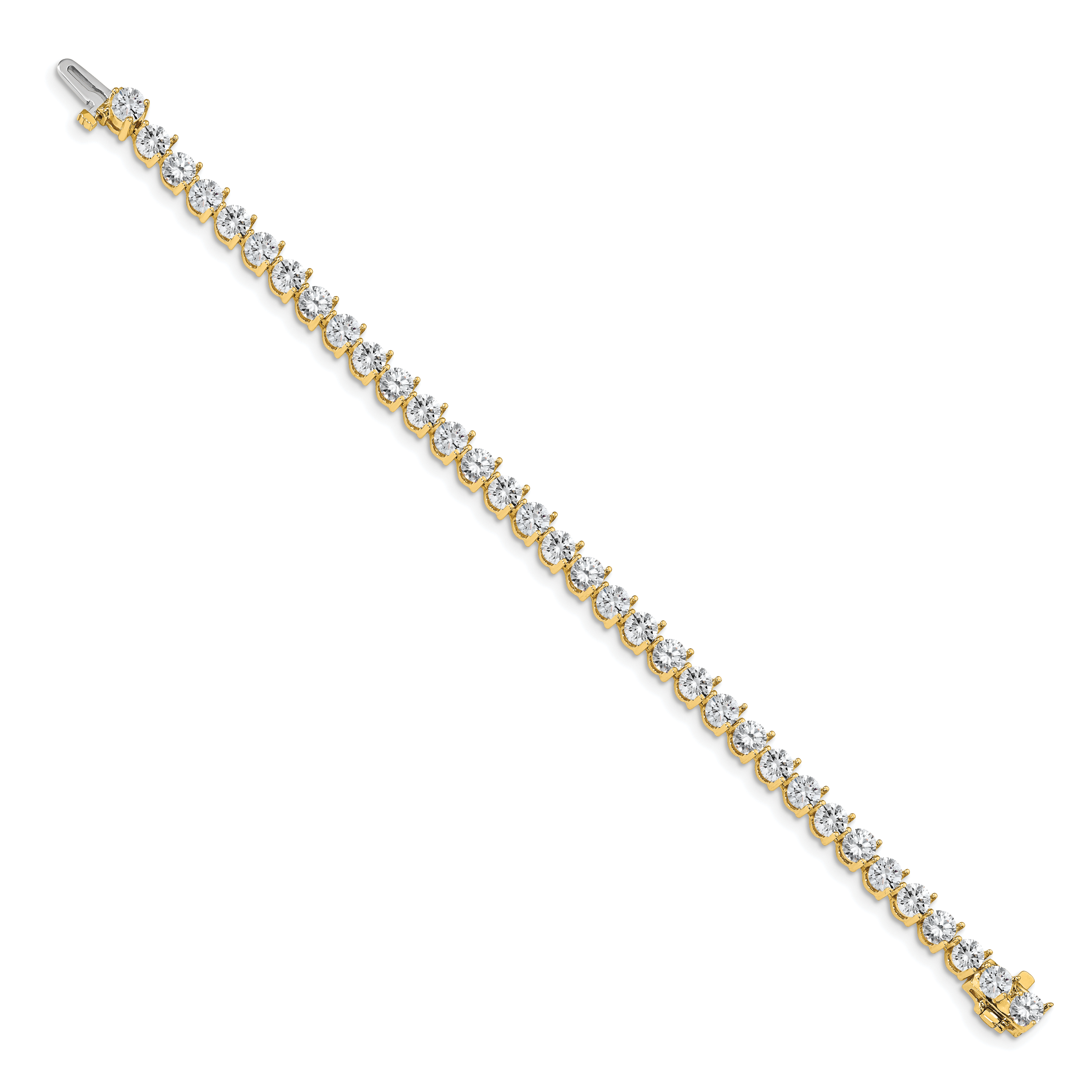 14k Holds 10.2 carat 34-4.3mm Round Diamond 3-prong 7 inch Tennis Bracelet Mounting (No Stone Included)