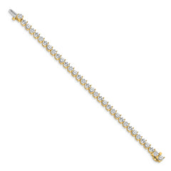 14k Holds 10.2 carat 34-4.3mm Round Diamond 3-prong 7 inch Tennis Bracelet Mounting (No Stone Included)