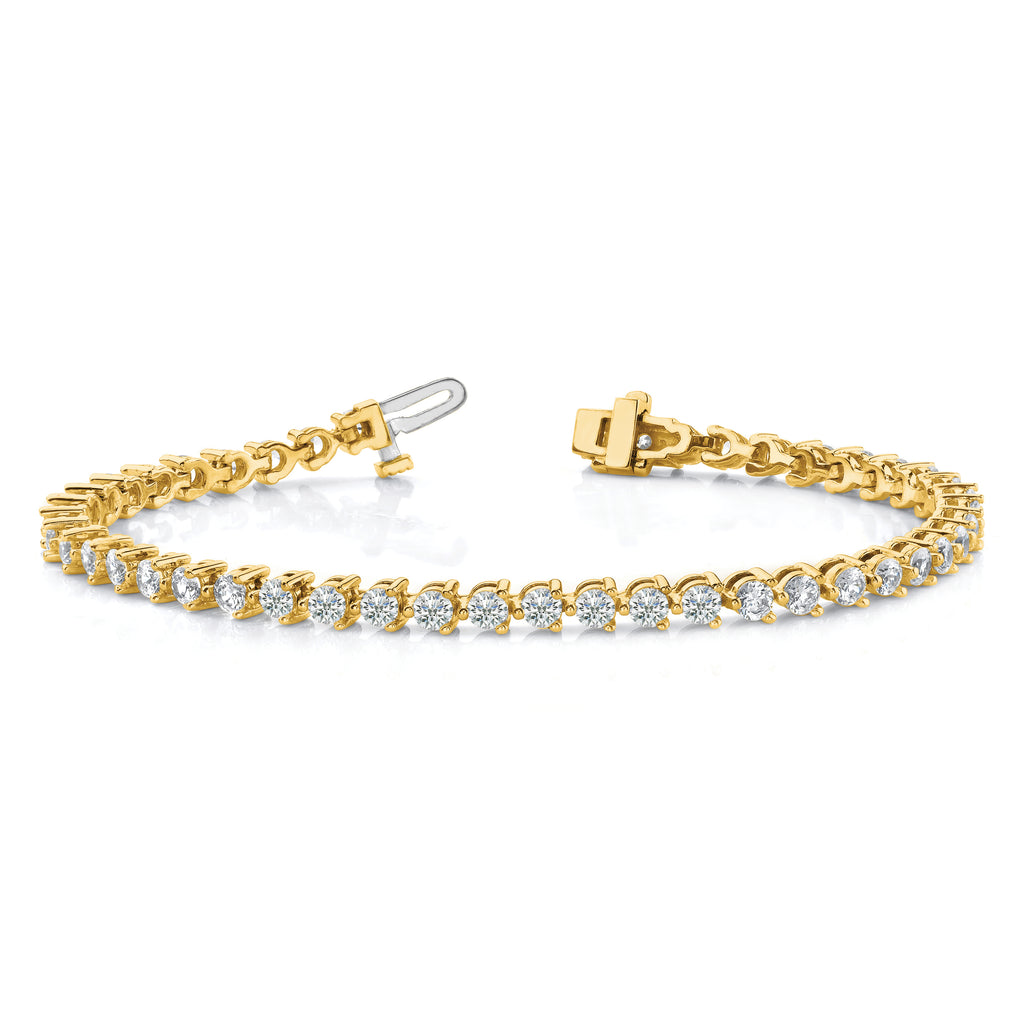 14k Holds 10.2 carat 34-4.3mm Round Diamond 3-prong 7 inch Tennis Bracelet Mounting (No Stone Included)