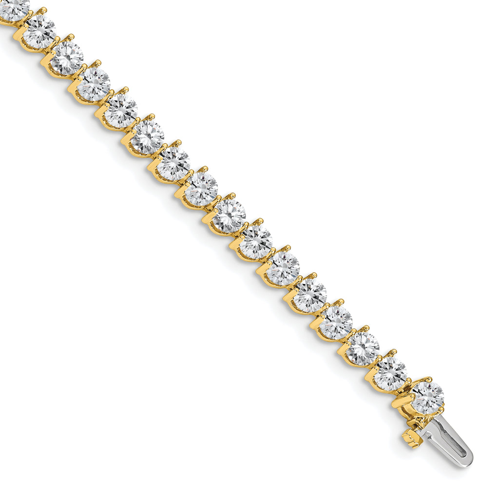14k Holds 10.2 carat 34-4.3mm Round Diamond 3-prong 7 inch Tennis Bracelet Mounting (No Stone Included)