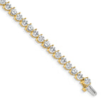 14k Holds 10.2 carat 34-4.3mm Round Diamond 3-prong 7 inch Tennis Bracelet Mounting (No Stone Included)